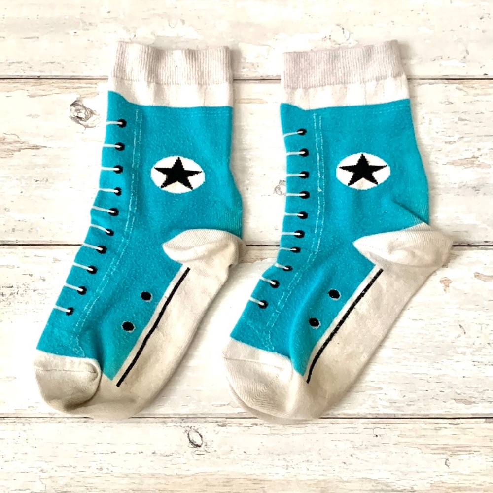 Converse Crew Socks Shoe Print Blue White OS Women’s Mens Accessories